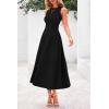 image:imagePRETTYGARDEN Spring Casual Dresses for Women 2026 Summer Business Work Midi Sleeveless A Line Pleated Cocktail DressBlack