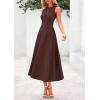 image:imagePRETTYGARDEN Spring Casual Dresses for Women 2026 Summer Business Work Midi Sleeveless A Line Pleated Cocktail DressBrown