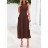 image:imagePRETTYGARDEN Spring Casual Dresses for Women 2026 Summer Business Work Midi Sleeveless A Line Pleated Cocktail DressBrown