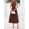 image:imagePRETTYGARDEN Spring Casual Dresses for Women 2026 Summer Business Work Midi Sleeveless A Line Pleated Cocktail DressBrown