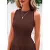 image:imagePRETTYGARDEN Spring Casual Dresses for Women 2026 Summer Business Work Midi Sleeveless A Line Pleated Cocktail DressBrown