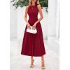 image:imagePRETTYGARDEN Spring Casual Dresses for Women 2026 Summer Business Work Midi Sleeveless A Line Pleated Cocktail DressBurgundy