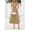 image:imagePRETTYGARDEN Spring Casual Dresses for Women 2026 Summer Business Work Midi Sleeveless A Line Pleated Cocktail DressCamel