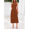 image:imagePRETTYGARDEN Spring Casual Dresses for Women 2026 Summer Business Work Midi Sleeveless A Line Pleated Cocktail DressCaramel