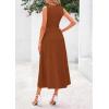 image:imagePRETTYGARDEN Spring Casual Dresses for Women 2026 Summer Business Work Midi Sleeveless A Line Pleated Cocktail DressCaramel