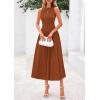 image:imagePRETTYGARDEN Spring Casual Dresses for Women 2026 Summer Business Work Midi Sleeveless A Line Pleated Cocktail DressCaramel
