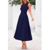 image:imagePRETTYGARDEN Spring Casual Dresses for Women 2026 Summer Business Work Midi Sleeveless A Line Pleated Cocktail DressNavy