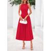 image:imagePRETTYGARDEN Spring Casual Dresses for Women 2026 Summer Business Work Midi Sleeveless A Line Pleated Cocktail DressRed