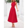 image:imagePRETTYGARDEN Spring Casual Dresses for Women 2026 Summer Business Work Midi Sleeveless A Line Pleated Cocktail DressRed