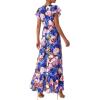 image:imagePRETTYGARDEN Spring Dresses for Women 2026 Summer Boho Floral Ruffle Short Sleeve Flowy Beach Wedding Guest Maxi Long DressBlack Pink Flower