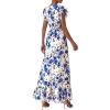 image:imagePRETTYGARDEN Spring Dresses for Women 2026 Summer Boho Floral Ruffle Short Sleeve Flowy Beach Wedding Guest Maxi Long DressFloral Beige Blue