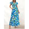 image:imagePRETTYGARDEN Spring Dresses for Women 2026 Summer Boho Floral Ruffle Short Sleeve Flowy Beach Wedding Guest Maxi Long DressFloral Blue