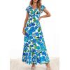 image:imagePRETTYGARDEN Spring Dresses for Women 2026 Summer Boho Floral Ruffle Short Sleeve Flowy Beach Wedding Guest Maxi Long DressFloral Blue