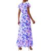 image:imagePRETTYGARDEN Spring Dresses for Women 2026 Summer Boho Floral Ruffle Short Sleeve Flowy Beach Wedding Guest Maxi Long DressFloral Purple