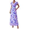 image:imagePRETTYGARDEN Spring Dresses for Women 2026 Summer Boho Floral Ruffle Short Sleeve Flowy Beach Wedding Guest Maxi Long DressFloral Purple