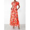 image:imagePRETTYGARDEN Spring Dresses for Women 2026 Summer Boho Floral Ruffle Short Sleeve Flowy Beach Wedding Guest Maxi Long DressPrint Orange