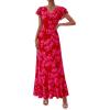 image:imagePRETTYGARDEN Spring Dresses for Women 2026 Summer Boho Floral Ruffle Short Sleeve Flowy Beach Wedding Guest Maxi Long DressRed Floral