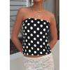 image:imagePRETTYGARDEN Strapless Tube Tops for Women 2026 Summer Sleeveless Backless Polka Dot Going Out Top Bandeau Cute Y2k ShirtDot Black White