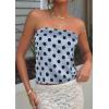 image:imagePRETTYGARDEN Strapless Tube Tops for Women 2026 Summer Sleeveless Backless Polka Dot Going Out Top Bandeau Cute Y2k ShirtDot Blue Black