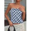 image:imagePRETTYGARDEN Strapless Tube Tops for Women 2026 Summer Sleeveless Backless Polka Dot Going Out Top Bandeau Cute Y2k ShirtDot Blue Black