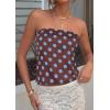 image:imagePRETTYGARDEN Strapless Tube Tops for Women 2026 Summer Sleeveless Backless Polka Dot Going Out Top Bandeau Cute Y2k ShirtDot Brown Blue
