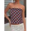 image:imagePRETTYGARDEN Strapless Tube Tops for Women 2026 Summer Sleeveless Backless Polka Dot Going Out Top Bandeau Cute Y2k ShirtDot Brown Blue