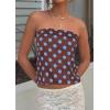 image:imagePRETTYGARDEN Strapless Tube Tops for Women 2026 Summer Sleeveless Backless Polka Dot Going Out Top Bandeau Cute Y2k ShirtDot Brown Blue
