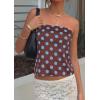 image:imagePRETTYGARDEN Strapless Tube Tops for Women 2026 Summer Sleeveless Backless Polka Dot Going Out Top Bandeau Cute Y2k ShirtDot Brown Blue