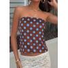 image:imagePRETTYGARDEN Strapless Tube Tops for Women 2026 Summer Sleeveless Backless Polka Dot Going Out Top Bandeau Cute Y2k ShirtDot Brown Blue