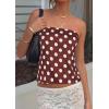image:imagePRETTYGARDEN Strapless Tube Tops for Women 2026 Summer Sleeveless Backless Polka Dot Going Out Top Bandeau Cute Y2k ShirtDot Brown White