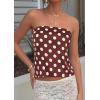 image:imagePRETTYGARDEN Strapless Tube Tops for Women 2026 Summer Sleeveless Backless Polka Dot Going Out Top Bandeau Cute Y2k ShirtDot Brown White
