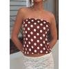 image:imagePRETTYGARDEN Strapless Tube Tops for Women 2026 Summer Sleeveless Backless Polka Dot Going Out Top Bandeau Cute Y2k ShirtDot Brown White
