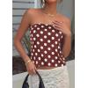 image:imagePRETTYGARDEN Strapless Tube Tops for Women 2026 Summer Sleeveless Backless Polka Dot Going Out Top Bandeau Cute Y2k ShirtDot Brown White