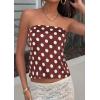 image:imagePRETTYGARDEN Strapless Tube Tops for Women 2026 Summer Sleeveless Backless Polka Dot Going Out Top Bandeau Cute Y2k ShirtDot Brown White