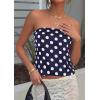 image:imagePRETTYGARDEN Strapless Tube Tops for Women 2026 Summer Sleeveless Backless Polka Dot Going Out Top Bandeau Cute Y2k ShirtDot Dark Blue White