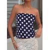 image:imagePRETTYGARDEN Strapless Tube Tops for Women 2026 Summer Sleeveless Backless Polka Dot Going Out Top Bandeau Cute Y2k ShirtDot Dark Blue White
