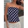 image:imagePRETTYGARDEN Strapless Tube Tops for Women 2026 Summer Sleeveless Backless Polka Dot Going Out Top Bandeau Cute Y2k ShirtDot Dark Blue White