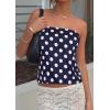 image:imagePRETTYGARDEN Strapless Tube Tops for Women 2026 Summer Sleeveless Backless Polka Dot Going Out Top Bandeau Cute Y2k ShirtDot Dark Blue White