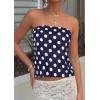image:imagePRETTYGARDEN Strapless Tube Tops for Women 2026 Summer Sleeveless Backless Polka Dot Going Out Top Bandeau Cute Y2k ShirtDot Dark Blue White