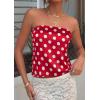image:imagePRETTYGARDEN Strapless Tube Tops for Women 2026 Summer Sleeveless Backless Polka Dot Going Out Top Bandeau Cute Y2k ShirtDot Red White