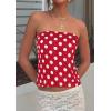 image:imagePRETTYGARDEN Strapless Tube Tops for Women 2026 Summer Sleeveless Backless Polka Dot Going Out Top Bandeau Cute Y2k ShirtDot Red White