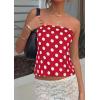 image:imagePRETTYGARDEN Strapless Tube Tops for Women 2026 Summer Sleeveless Backless Polka Dot Going Out Top Bandeau Cute Y2k ShirtDot Red White