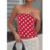 image:imagePRETTYGARDEN Strapless Tube Tops for Women 2026 Summer Sleeveless Backless Polka Dot Going Out Top Bandeau Cute Y2k ShirtDot Red White