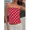 image:imagePRETTYGARDEN Strapless Tube Tops for Women 2026 Summer Sleeveless Backless Polka Dot Going Out Top Bandeau Cute Y2k ShirtDot Red White