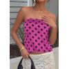 image:imagePRETTYGARDEN Strapless Tube Tops for Women 2026 Summer Sleeveless Backless Polka Dot Going Out Top Bandeau Cute Y2k ShirtDot Rose Red Black