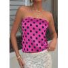 image:imagePRETTYGARDEN Strapless Tube Tops for Women 2026 Summer Sleeveless Backless Polka Dot Going Out Top Bandeau Cute Y2k ShirtDot Rose Red Black