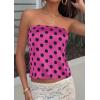 image:imagePRETTYGARDEN Strapless Tube Tops for Women 2026 Summer Sleeveless Backless Polka Dot Going Out Top Bandeau Cute Y2k ShirtDot Rose Red Black