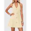 image:imagePRETTYGARDEN Summer Cocktail Dresses for Women Short 2026 Spring Halter V Neck Beach Party Backless A Line Mini DressBeige