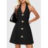 image:imagePRETTYGARDEN Summer Cocktail Dresses for Women Short 2026 Spring Halter V Neck Beach Party Backless A Line Mini DressBlack