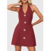 image:imagePRETTYGARDEN Summer Cocktail Dresses for Women Short 2026 Spring Halter V Neck Beach Party Backless A Line Mini DressBurgundy